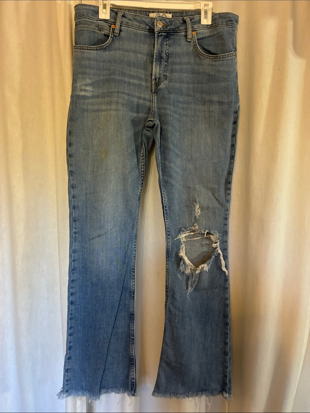 We The Free Light Blue Distressed Flare Jeans